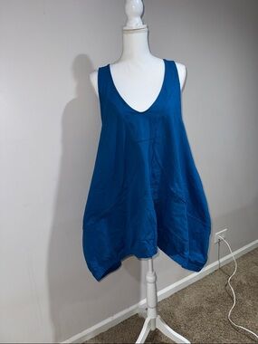 Free People Teal Blue Scoop Neck Bubble Hem Tunic